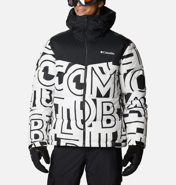 Columbia Mens Ski Jacket Sale UK - Iceline Ridge Jackets White Black UK-174938